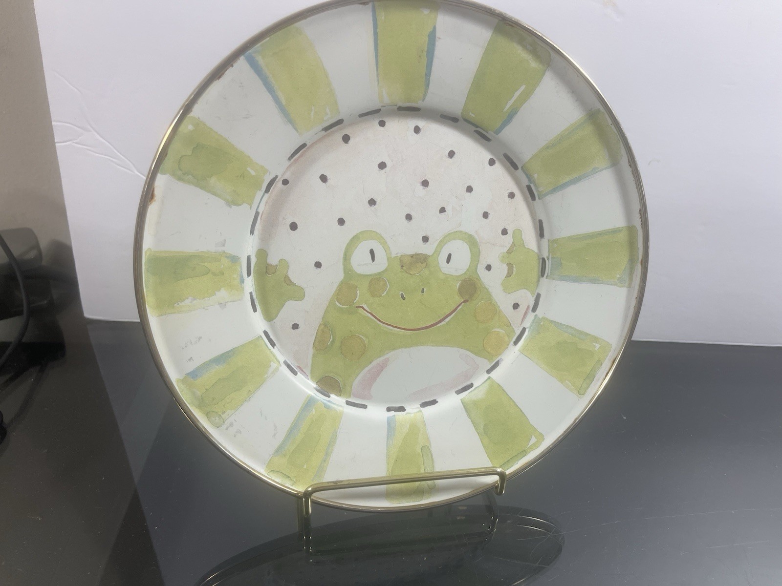 Vintage McKenzie Childs Enamelware 8” Frog Plate