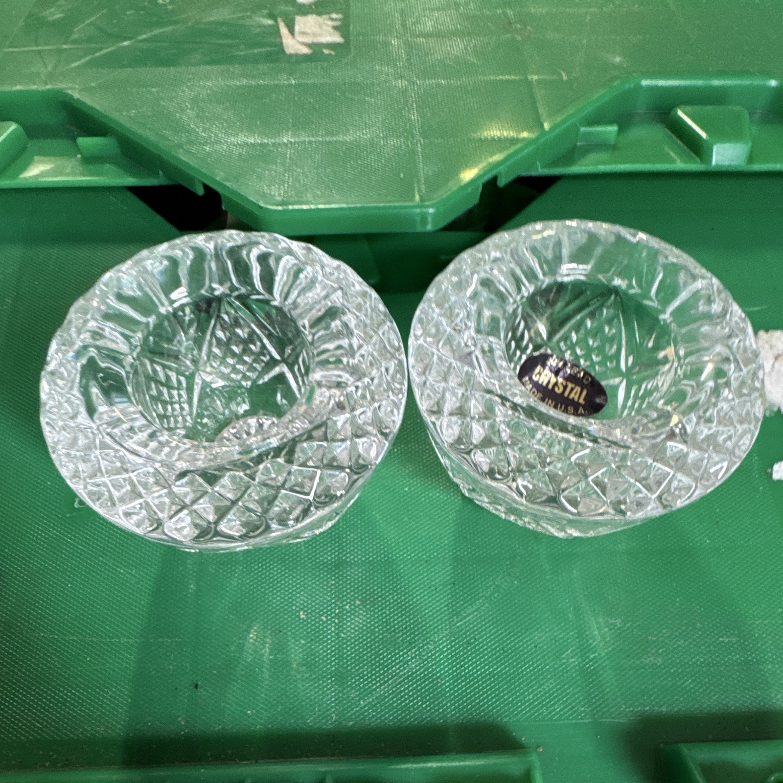 Lead Crystal 2-Piece Clear Diamond Cut Crystal Glass Bowl Set of 2 Bowls