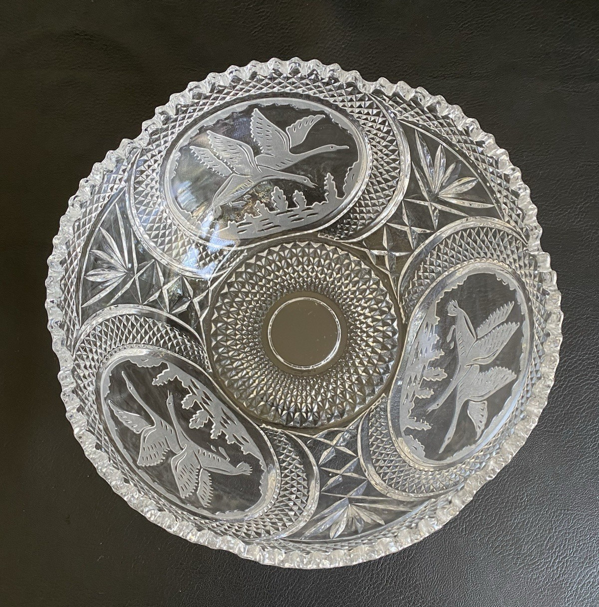 Antique ABP American Brilliant Period Cut Crystal 8.25″ Bowl Saw-Tooth Edge