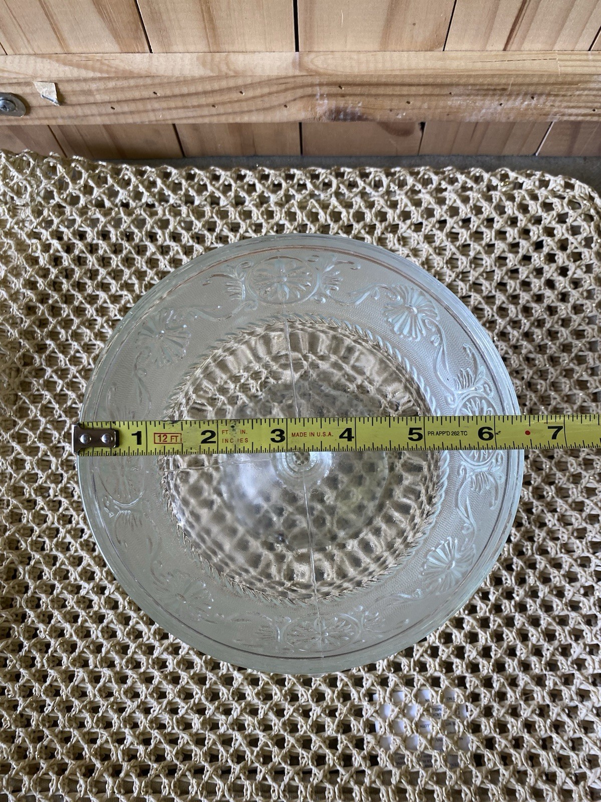 Vintage Clear Pressed Glass Pedestal Compote Bowl Decorative Pattern Glossy