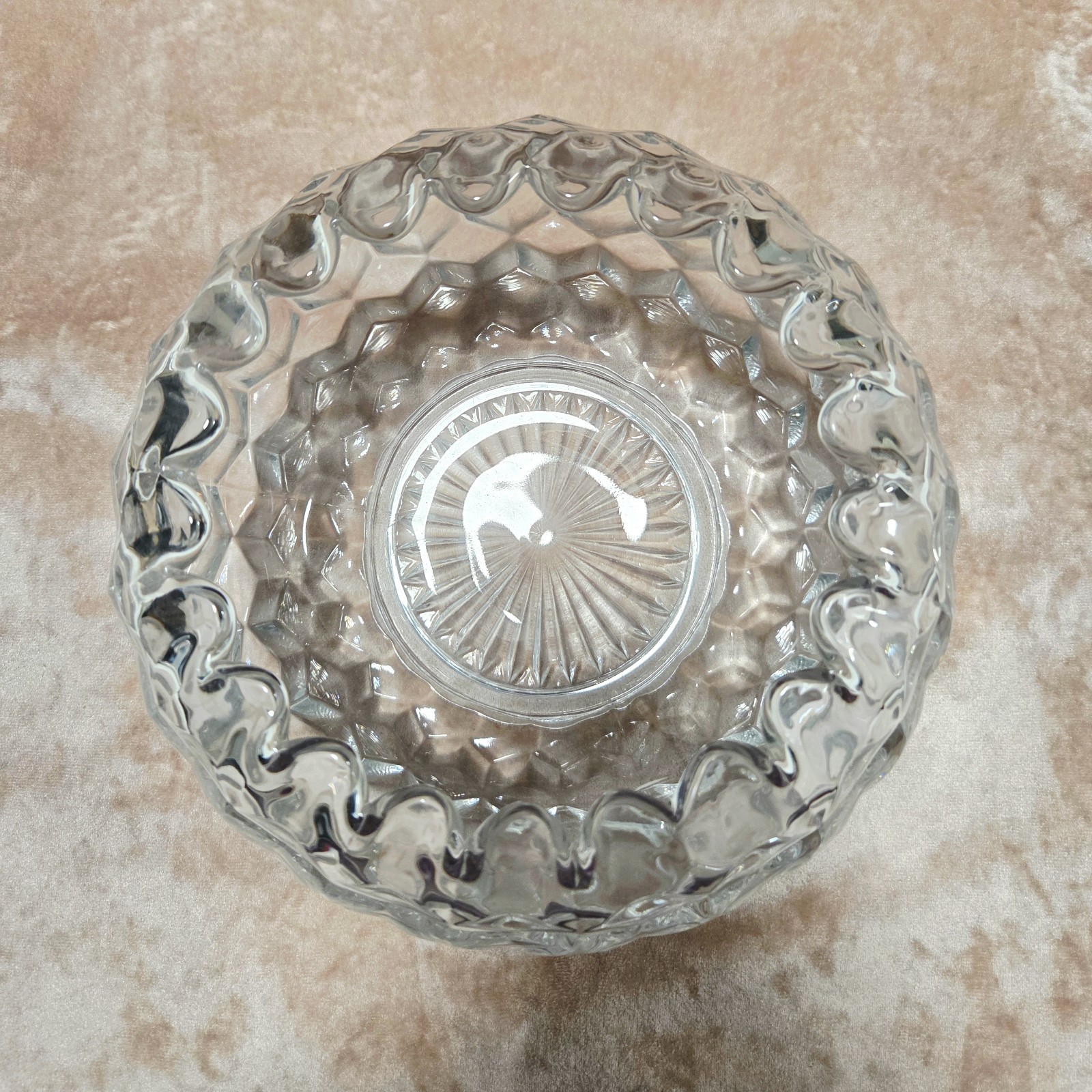 Vintage Fostoria American Large Footed Molded Glass Rose Bowl About 8in W 5in H