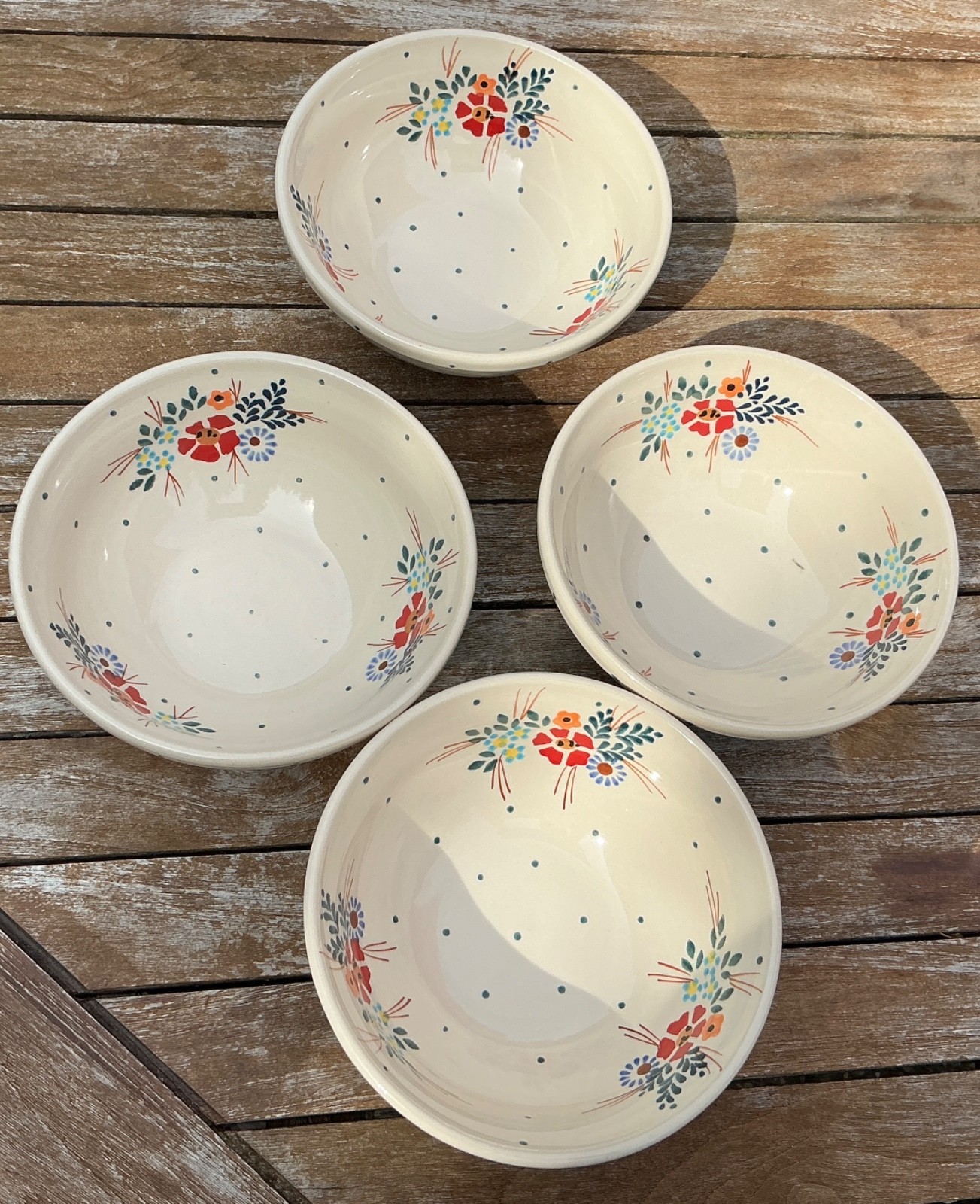 Set of 4 Boleslawiec Polish Pottery 6.5” Cereal Soup Bowls Poland NEW