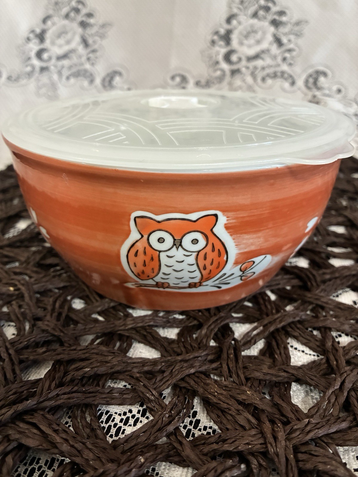 Yokohama Studio Hand Painted Orange Owl Bowl w/ Lid – Vintage Ceramic
