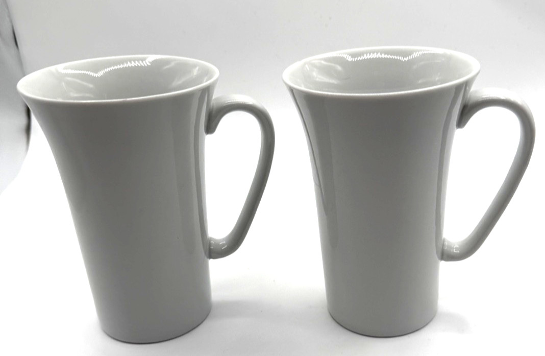 Pair 2 Luminous White by Pier 1 imports OVERSIZED LATTE MUGS 6 1/8 inches Height