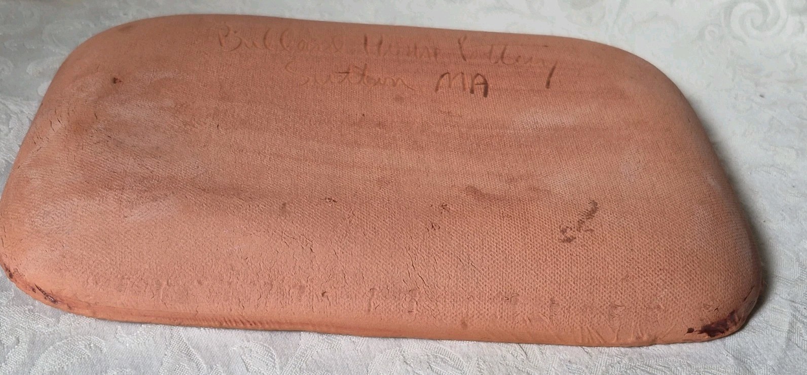 Rare sgd Bullard Pottery MA Red Clay Slipware Pottery Christmas Tree Plate Wow!