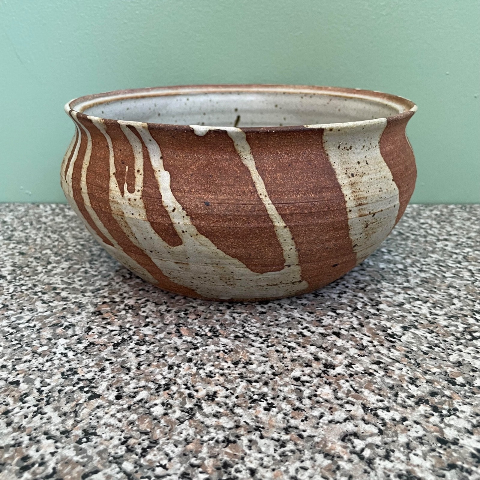 Studio Art Pottery Bowl Glazed Pottery Earth Colors Signed Artist Hand Made