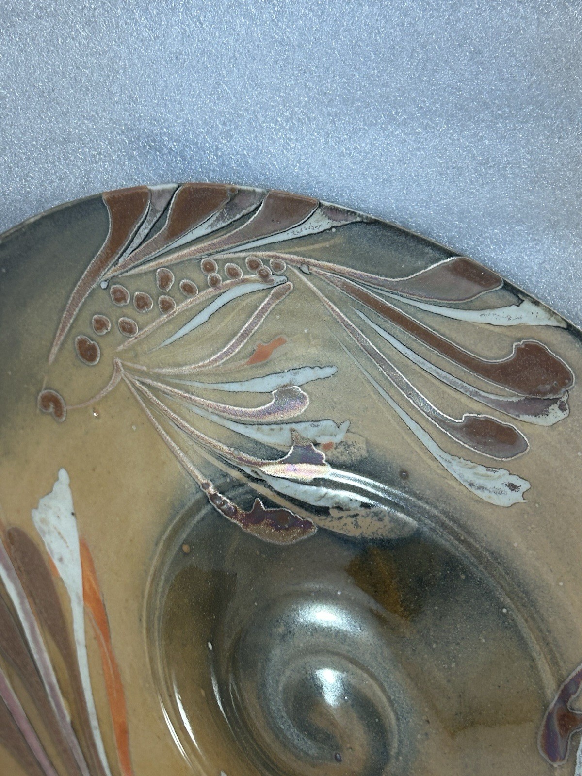 Signed Art Modern Beta Fish Ceramics Pottery Decorative Serving Bowl Platter