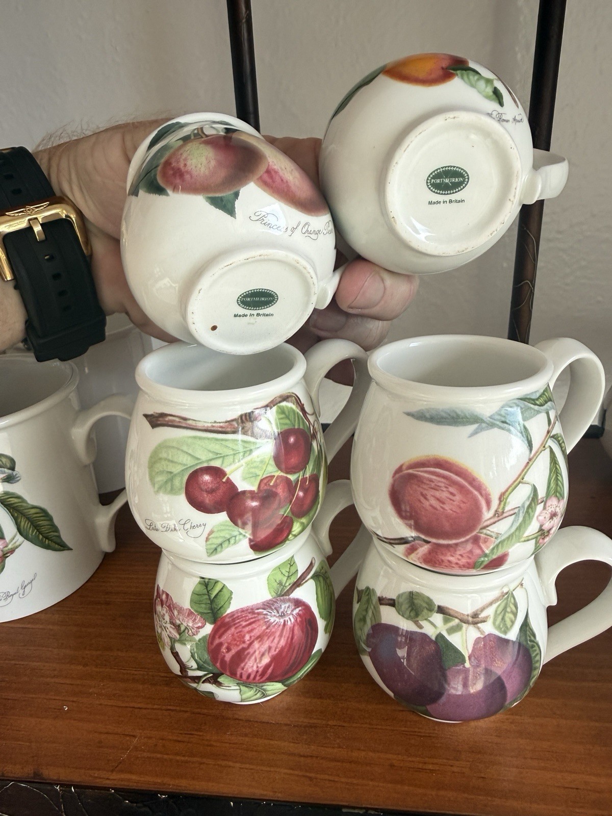 Gorgeous Set of Six Portmeirion Pomona Mocha Cups FREE SHIPPING