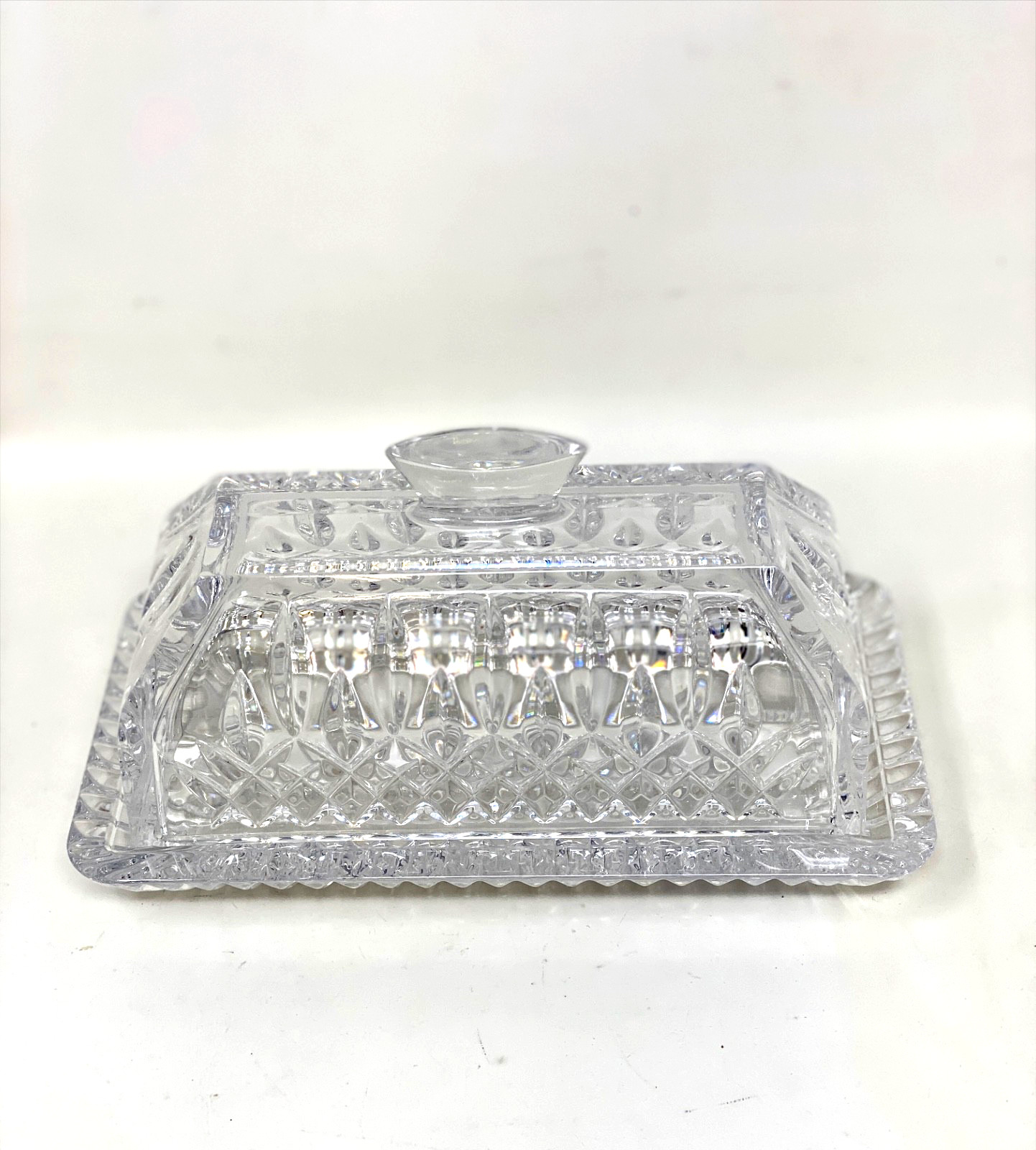 Waterford Crystal Lismore Covered Butter Dish Finest Clarity Pristine Condition
