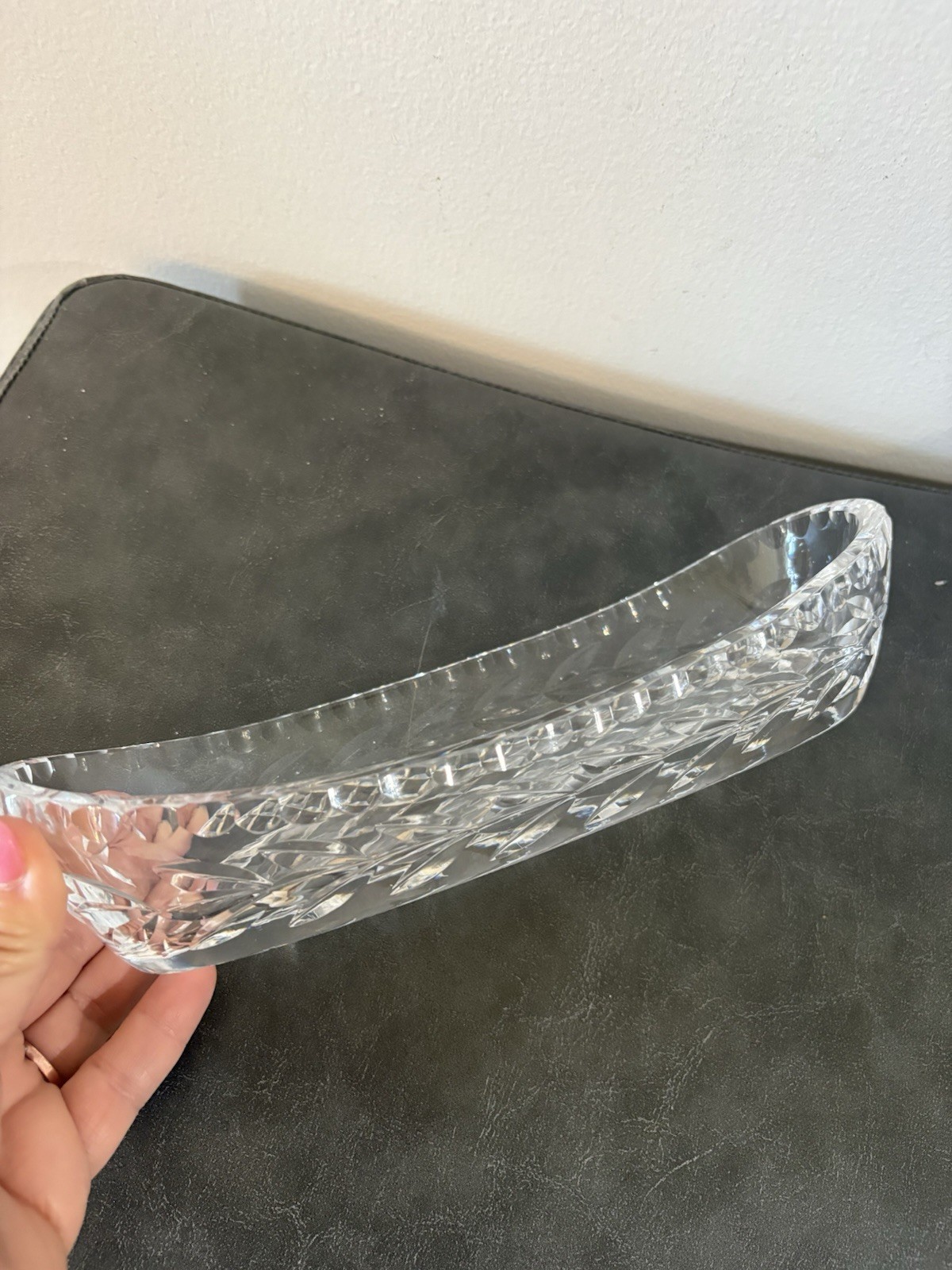 Waterford Glandore Pattern Cut Crystal Oval Celery Relish Dish Tray Vtg EUC