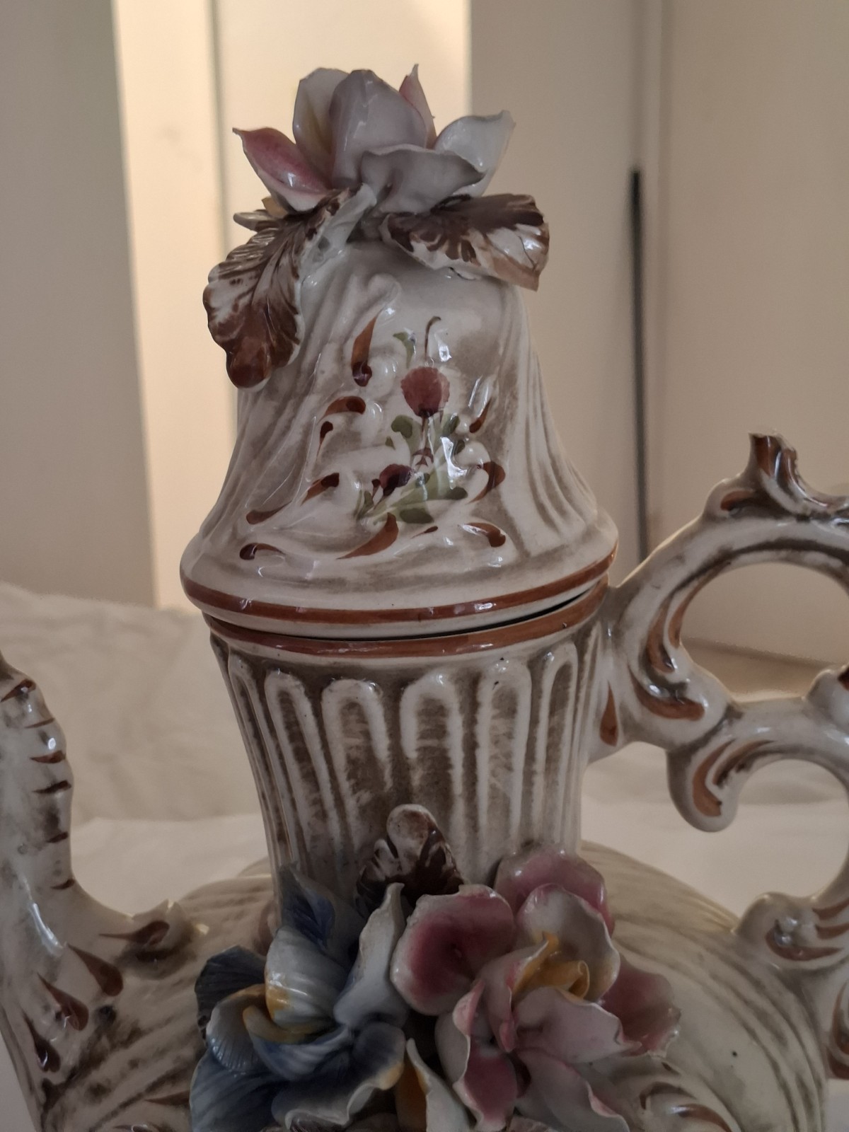 Vintage Capodimonte Footed Pitcher (Read Notes)