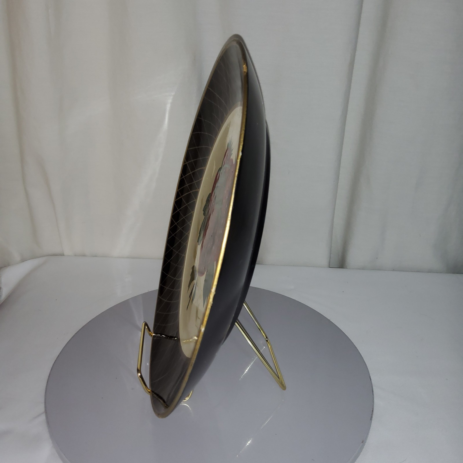 Raymond Waites Black & Gold Bordered Berry Plates Collection Set of 2 Vintage