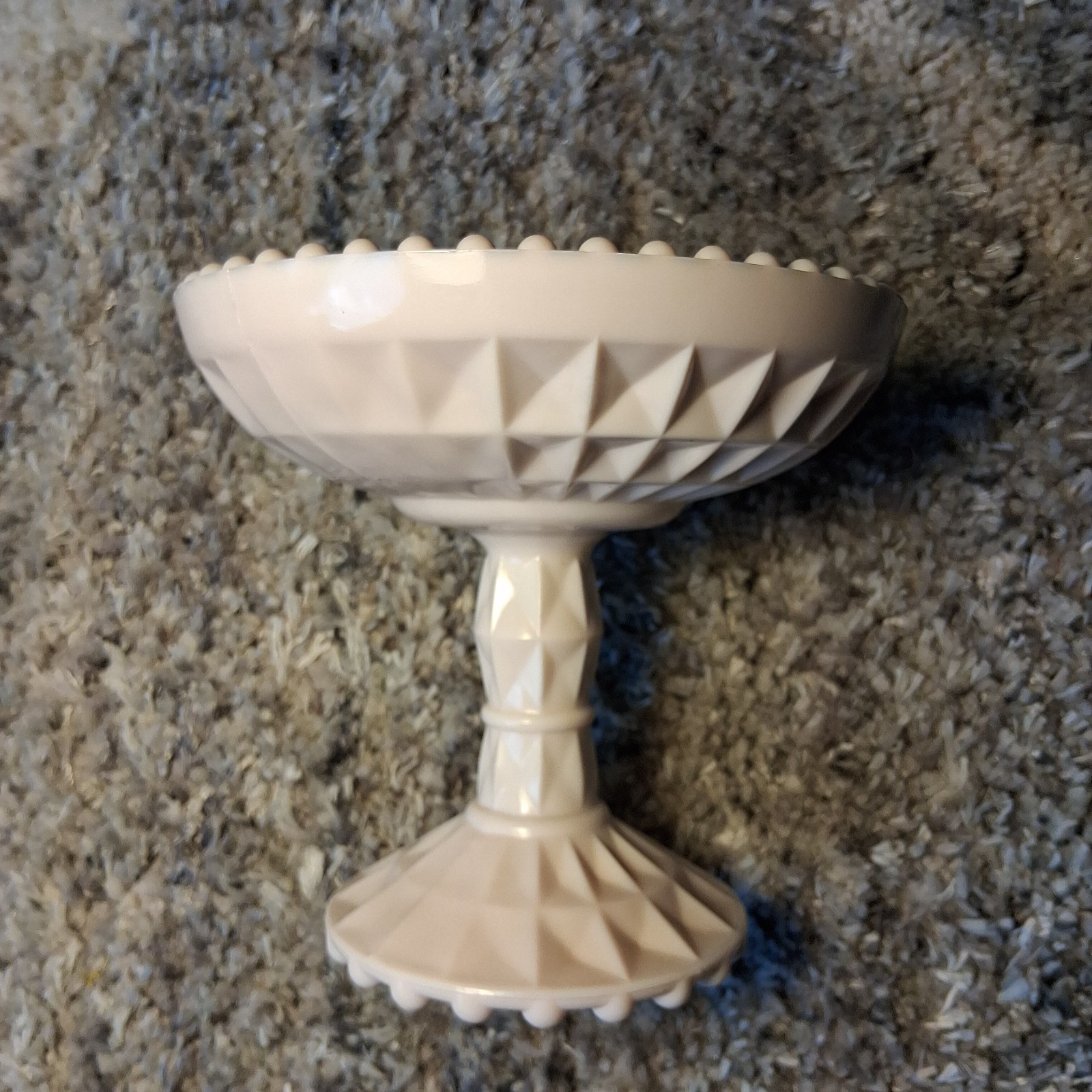 Jeannette Shell Pink Milk Glass Footed Bowl Pedestal Compote Candy Dish