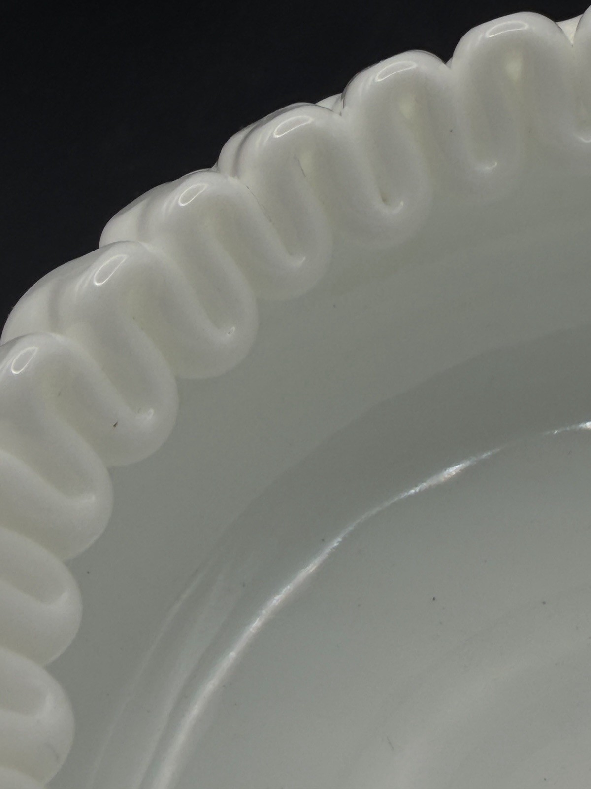VTG Fenton Hobnail Milk Glass Bowl Crimped Ribbon Edge Trinket Candy Dish 4.5”