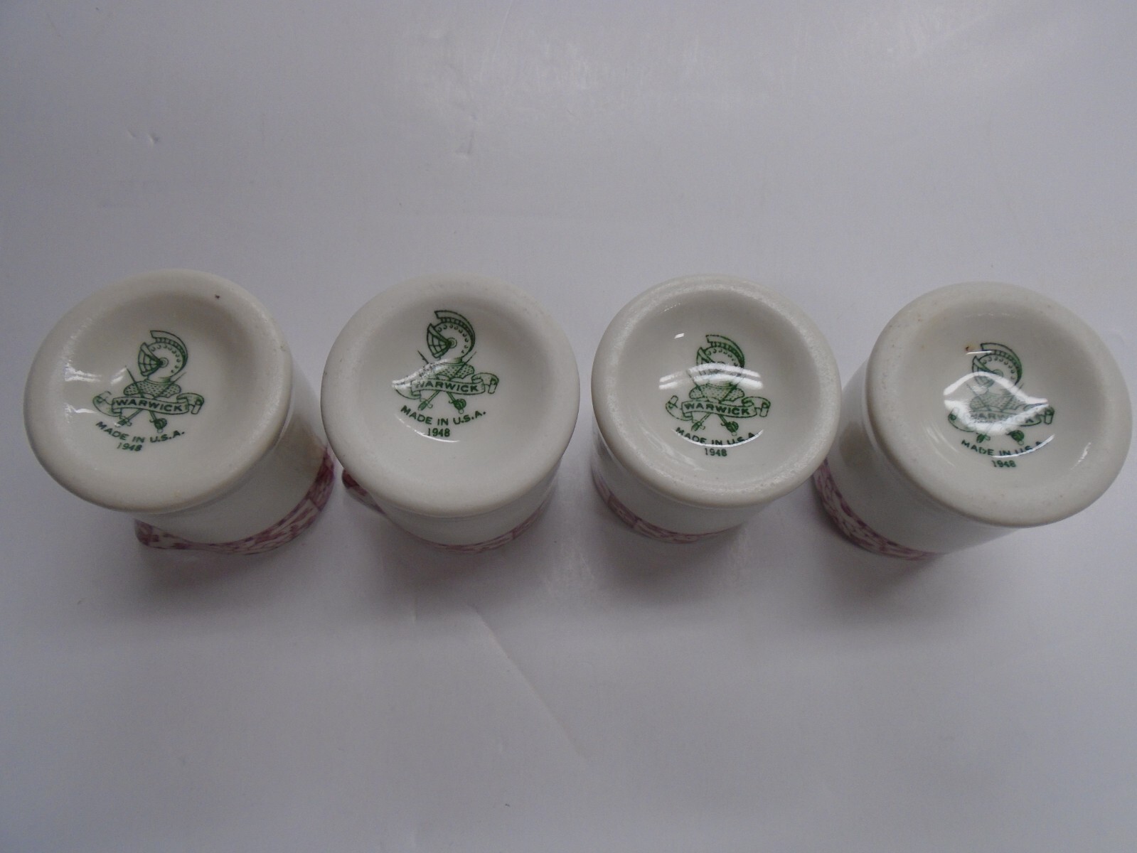 Vintage RARE 1948 “WARWICK” 2″ RESTAURANT CREAMERS – Matched set of (4) – NOS