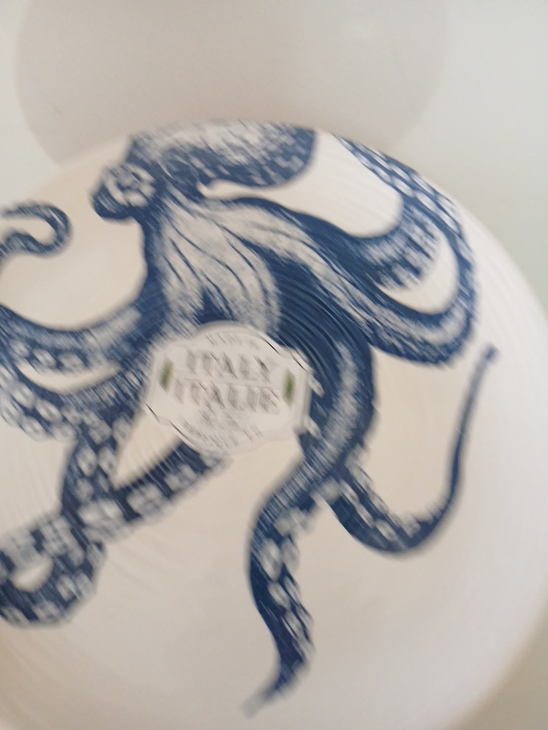 Set of 4 Ceramicheitalia 8″ Blue Octopus Salad Plates, Handworked in Italy