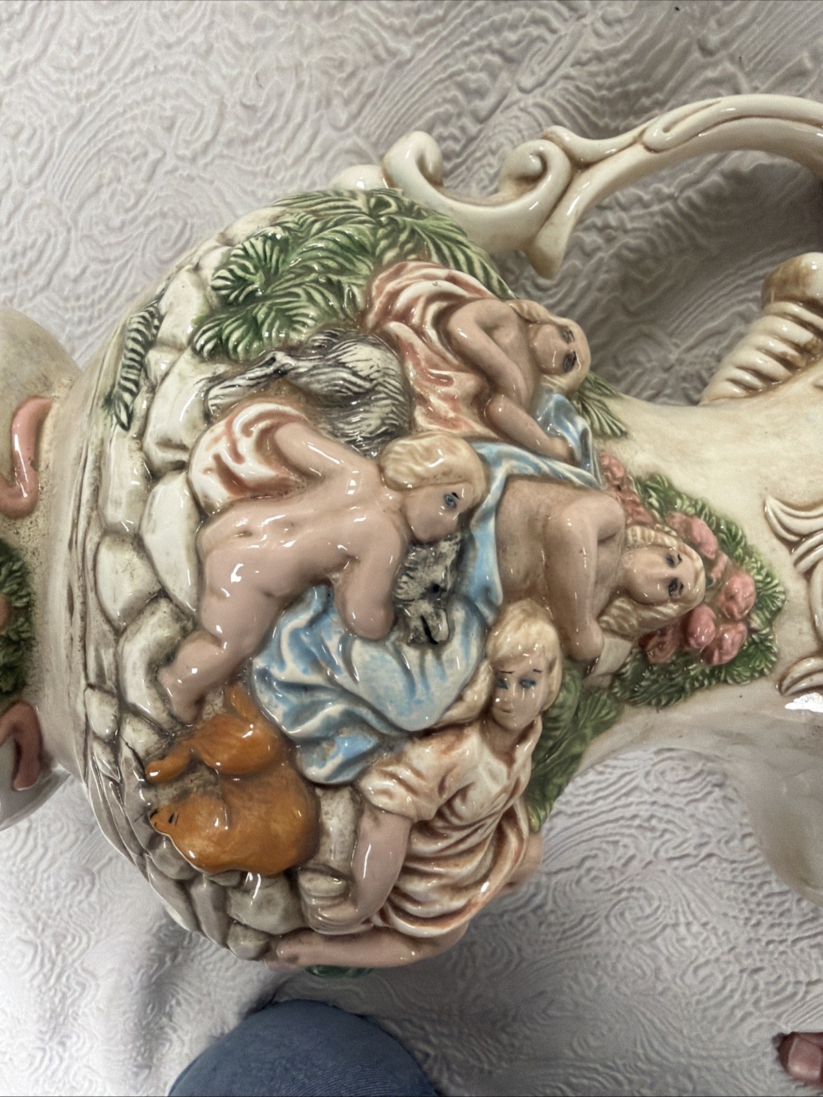 Vintage Capodimonte Hand-Painted Depicting Nudes Cherubs and Classical Figures