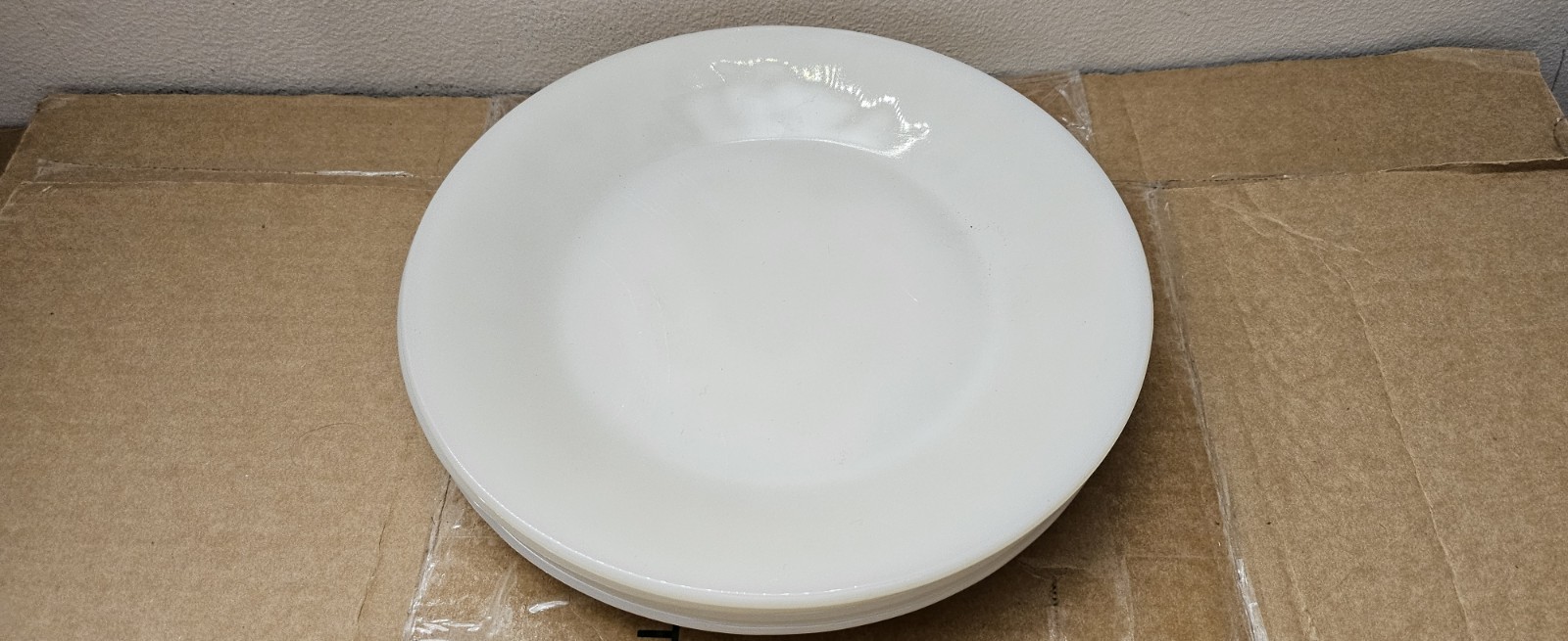 🔥🔥🔥 Vintage Set Of 4 Fire King Ivory White Oven Ware Glass Dinner Plate 9”