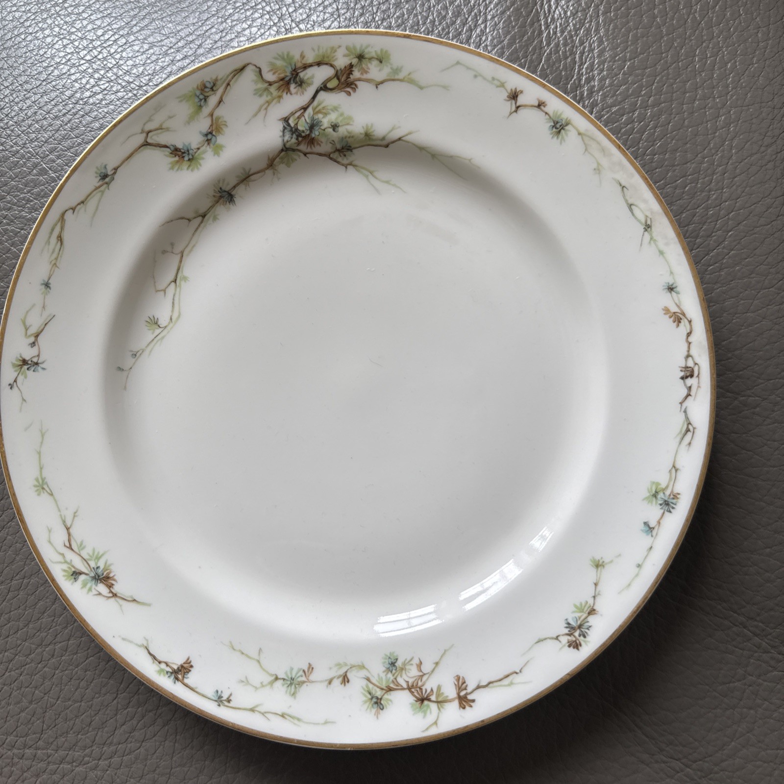 Antique Haviland France 8.5” Porcelain Plate Asymmetrical Pinecone Pattern, #1
