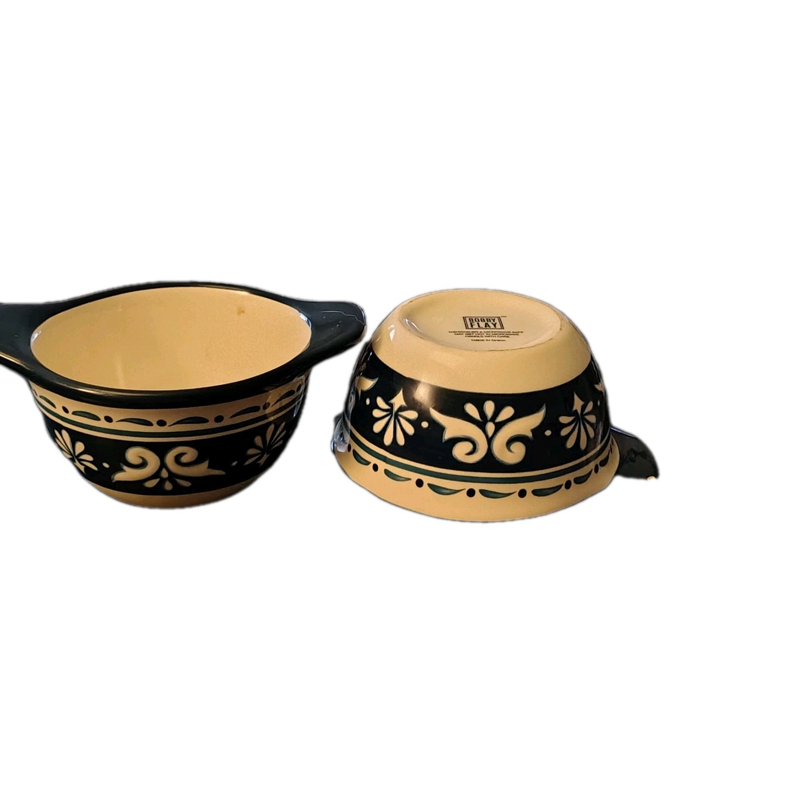 2 Small Bobby Flay Bowls Cream And Blue