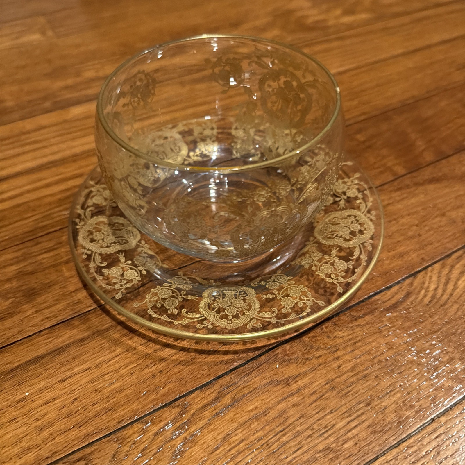 Lotus Bridal Banquet Gold Encrusted Bowl & Liner.Chip OnCup See Picture 4&7.