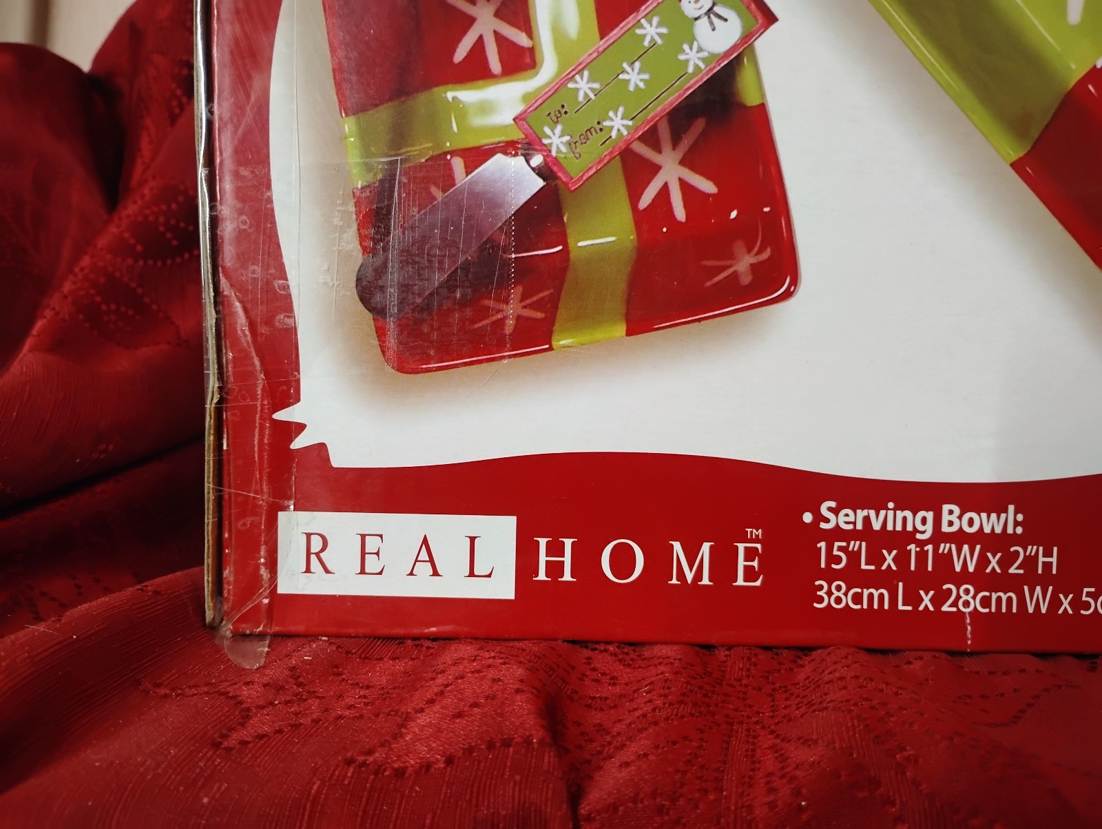 Real Home 3-Piece Handpainted Ceramic Holiday Serving Set New In Box