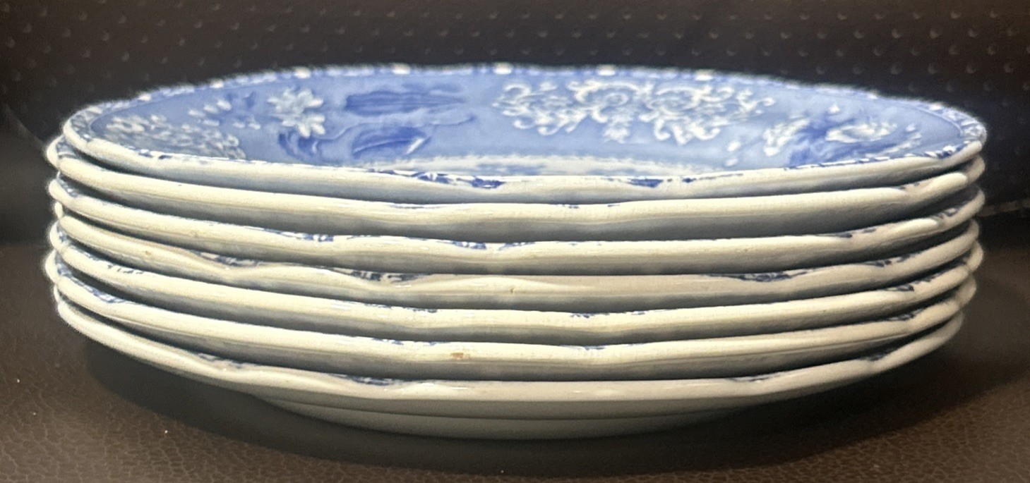 Vintage Copeland Spode Blue Camilla 6 1/4″ Bread and Butter Plates Set Of 6 +1
