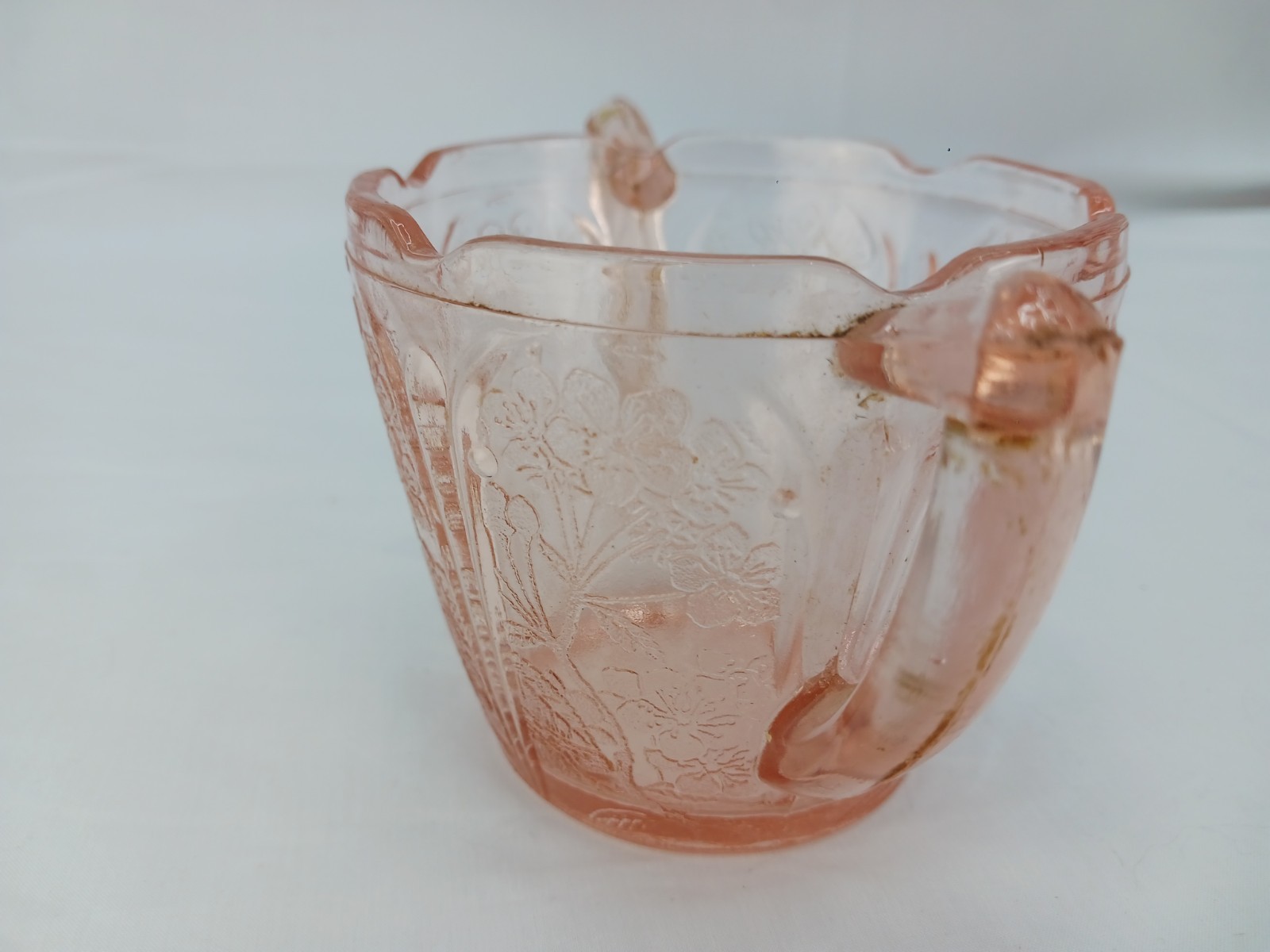 Jeannette Cherry Blossom Pink Depression Glass Sugar Dish Excellent Condition