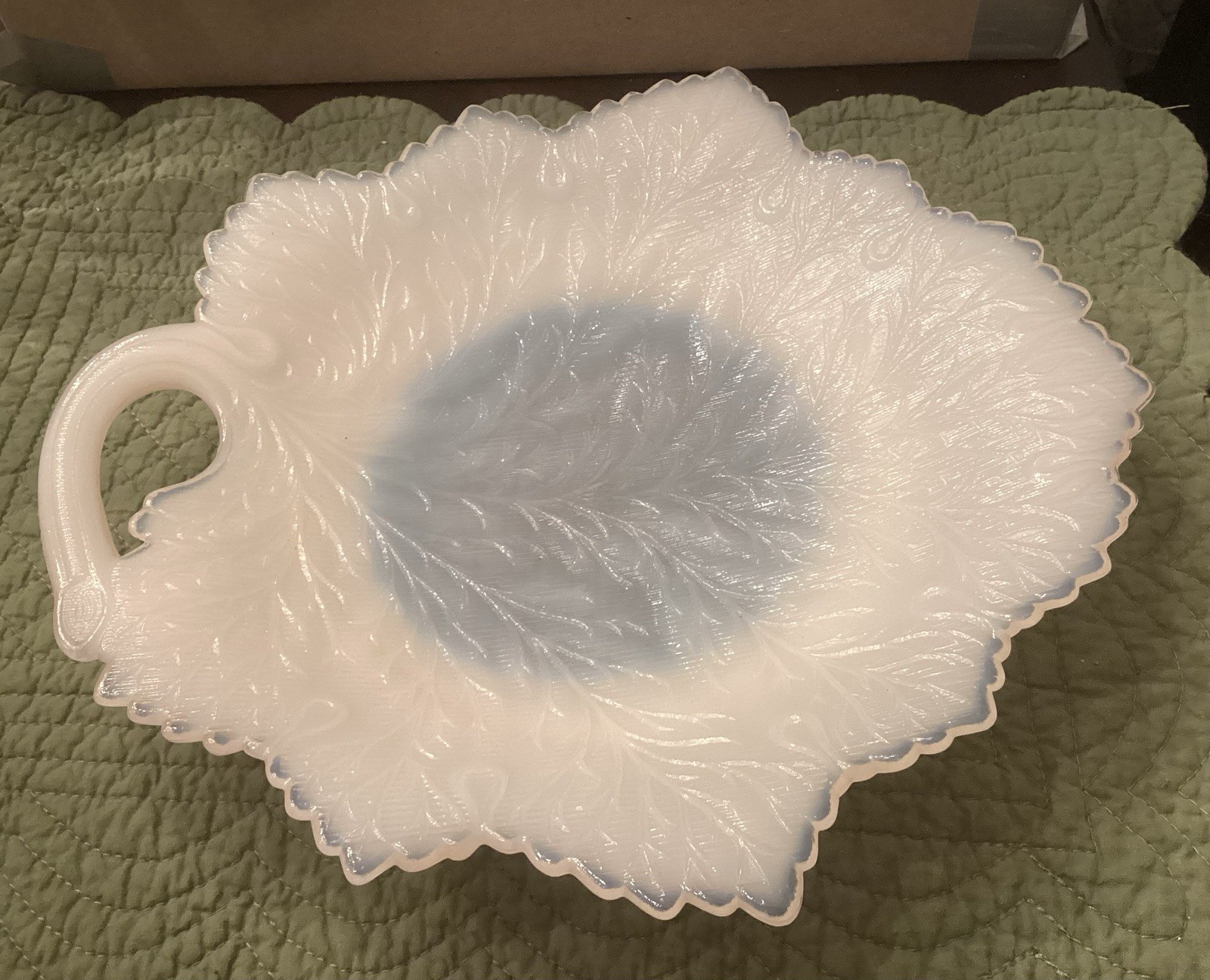 Vintage Fenton 11 Inch Pink Leaf Shaped Dish