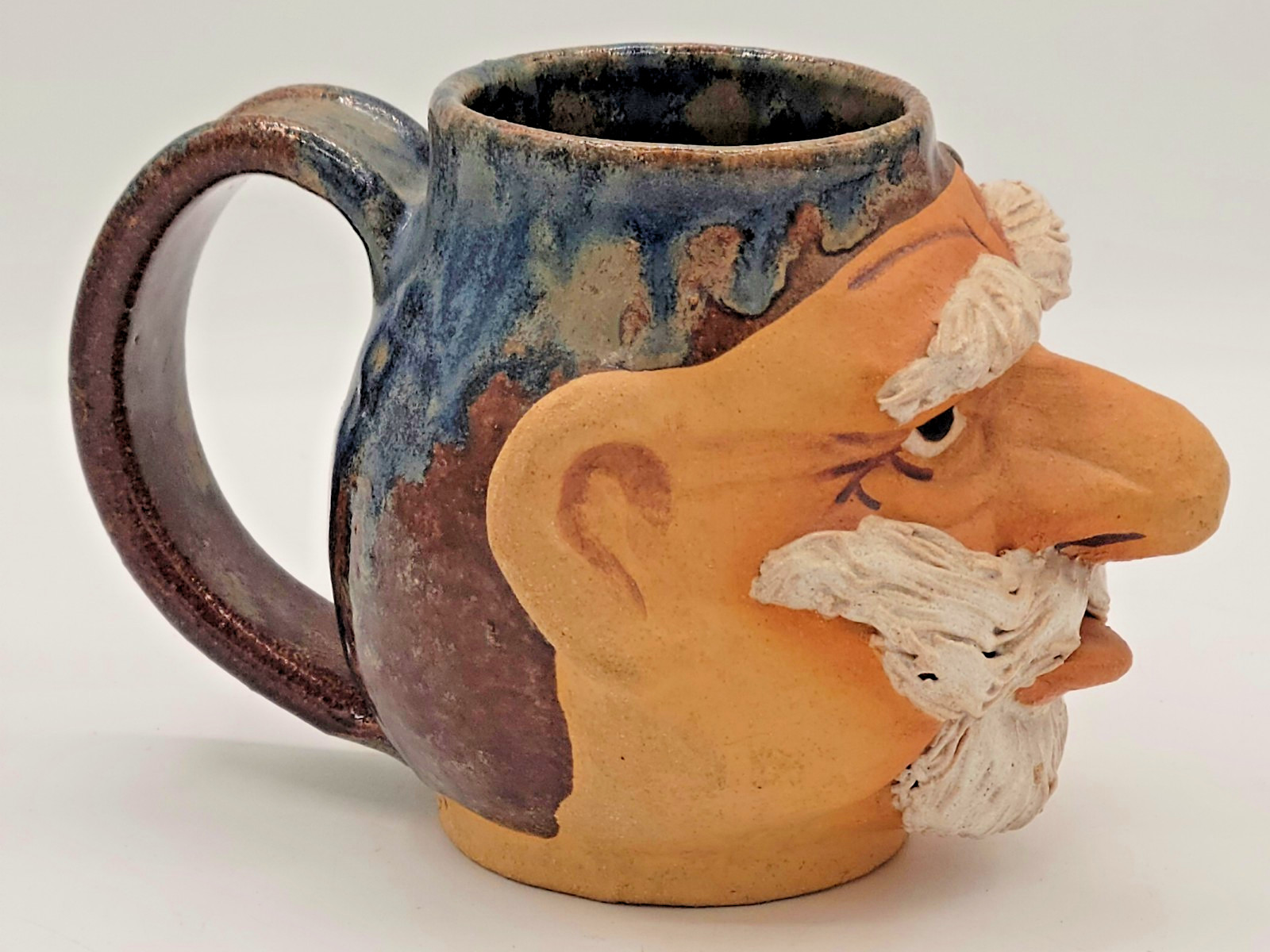 Stoneware Funny Ugly Face Old Man HANDMADE 3D MUG Pottery Art Anthropomorphic