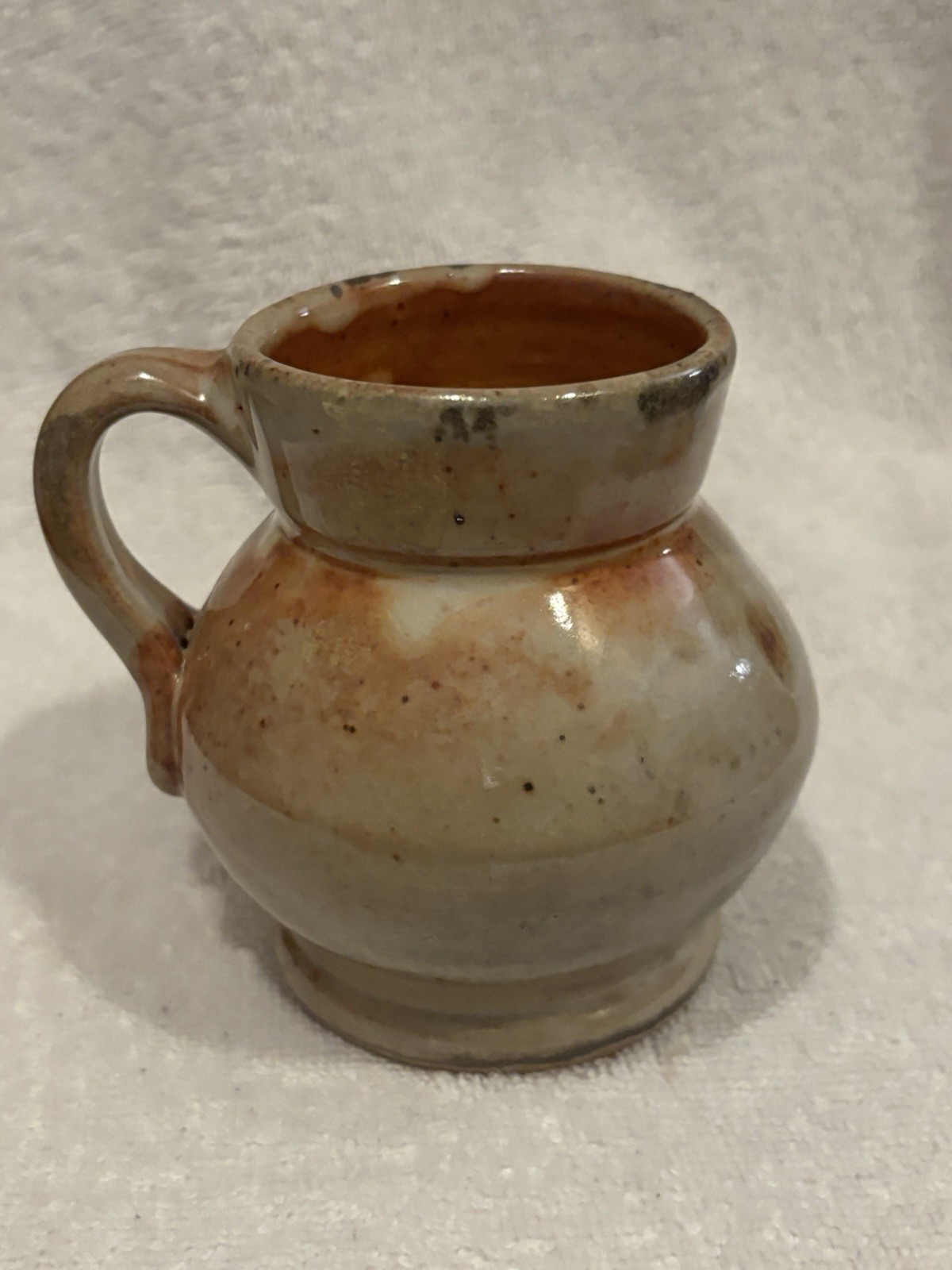 Stoneware Hand Thrown Coffee Mug Vintage, Glazed Gray, Blue, Tan, Rustic