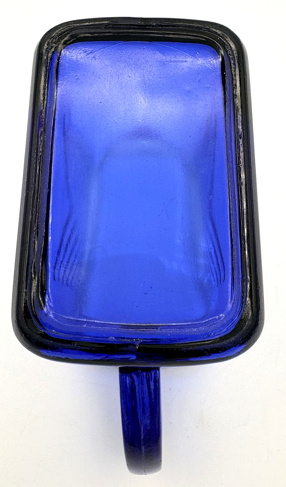 Vintage Hazel Atlas Cobalt Blue Chevron Depression Glass Creamer Pitcher 4.25″