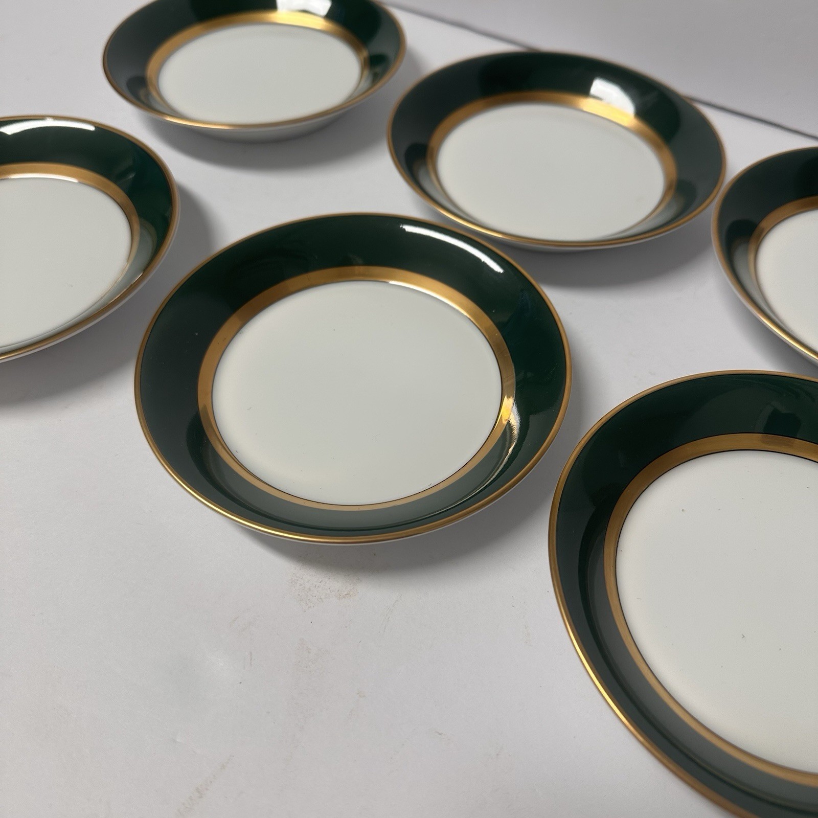 Fitz and Floyd Renaissance Set of 4 Fruit Bowls Dark Green Porcelain 1978 5.5″