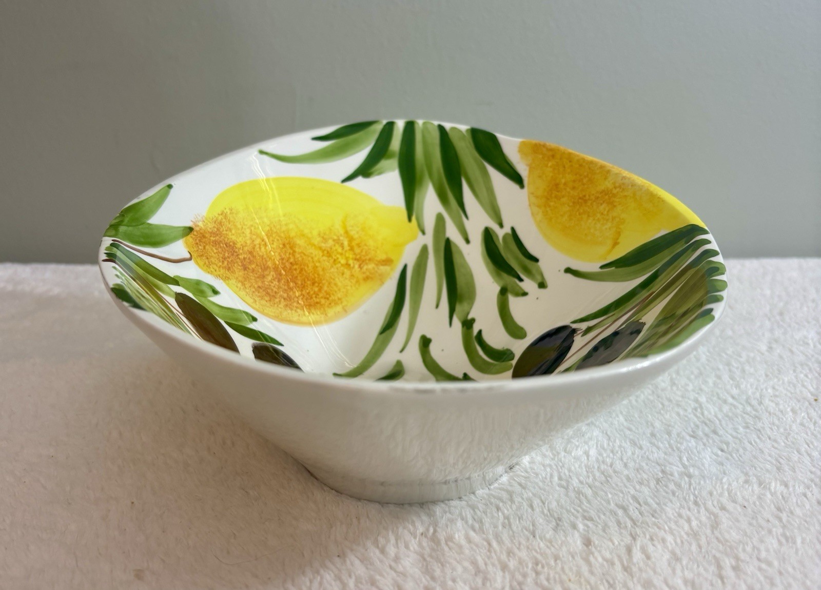 Bassano Ceramics 10.5” Hand Painted Asymmetrical Ceramic Bowl. Made In Italy.