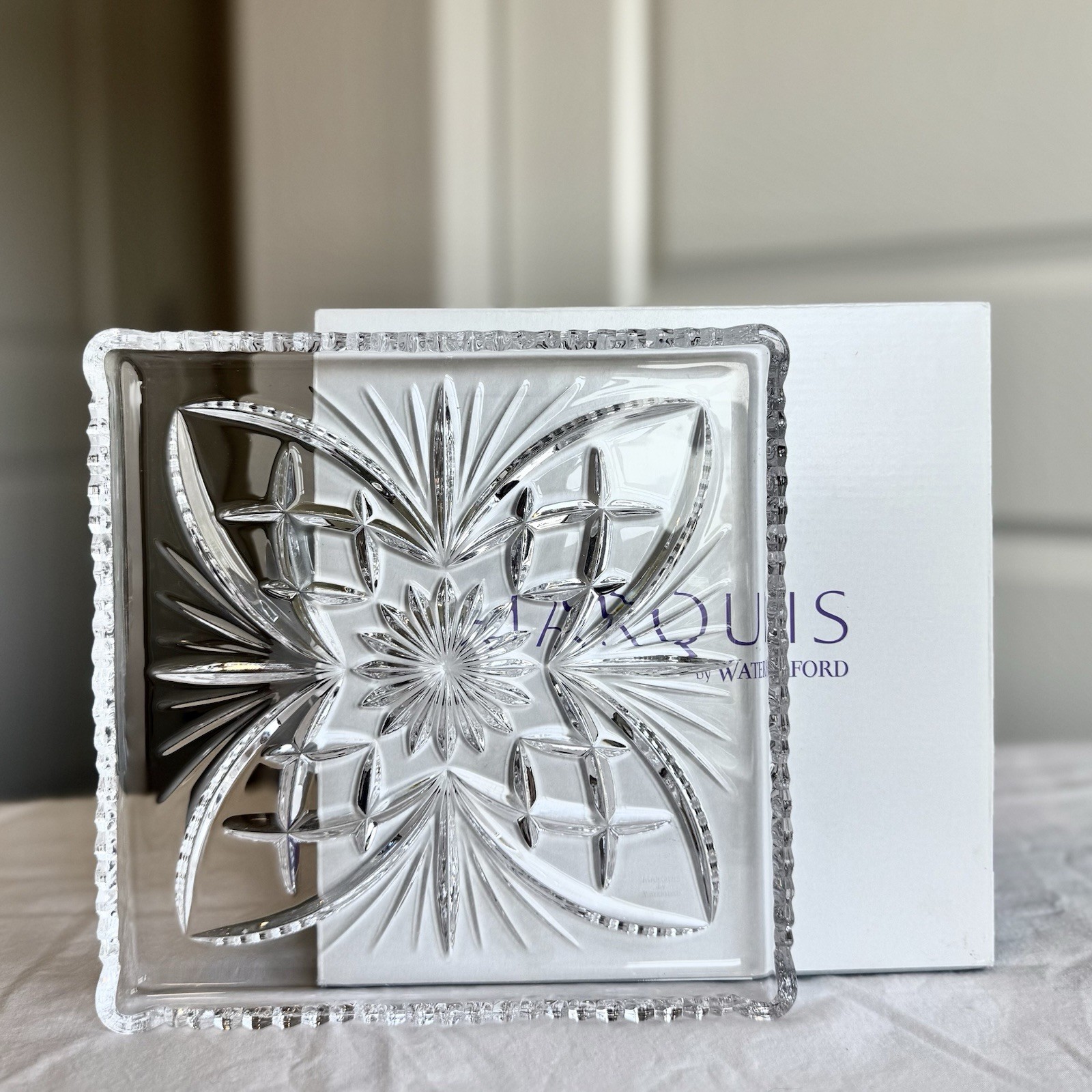 Waterford Marquis Lead Crystal Square Dish Newberry Serving Tray 7.75” in Box