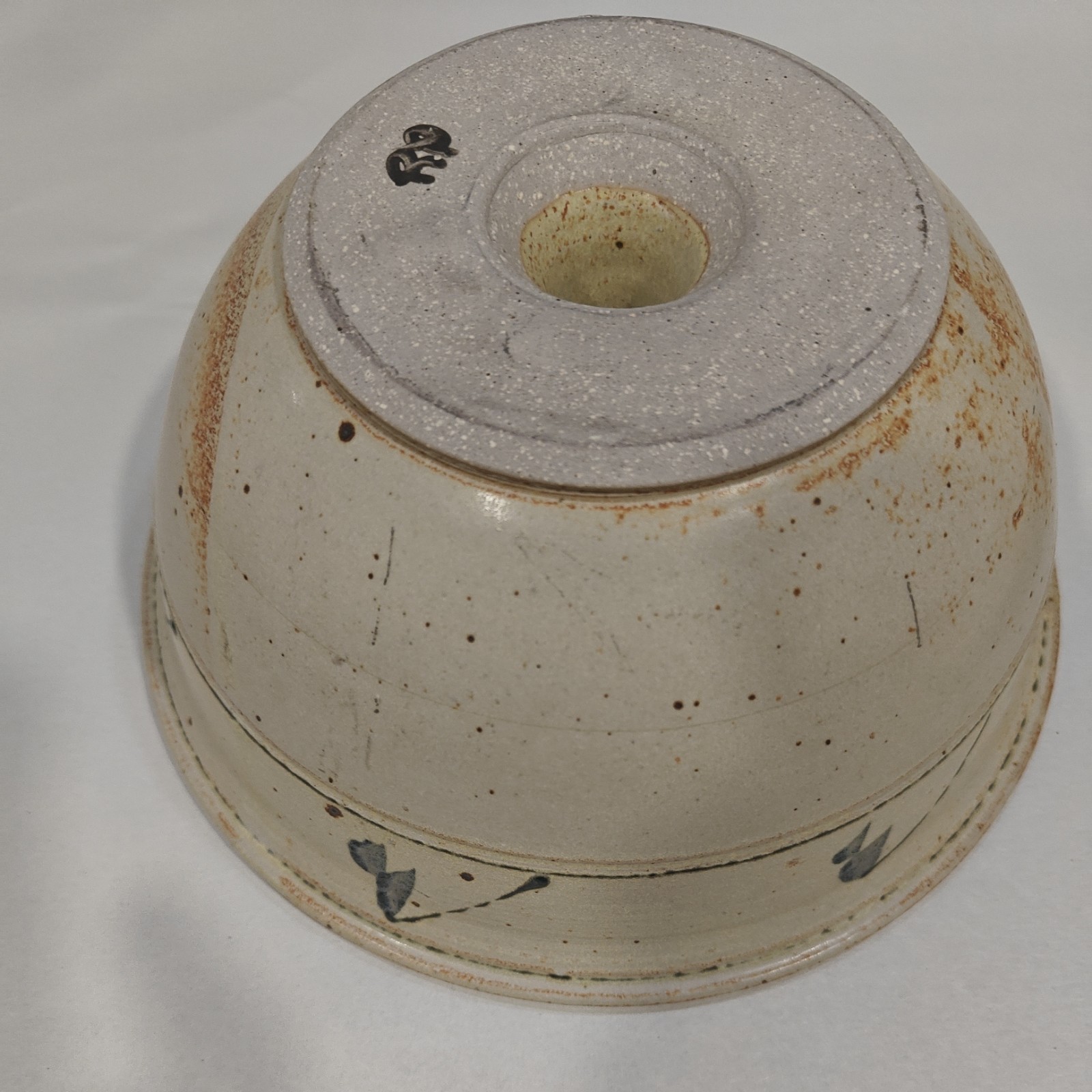 Vintage Style Pottery Stoneware Glazed Steamer Dish Lid Casserole Flower Design
