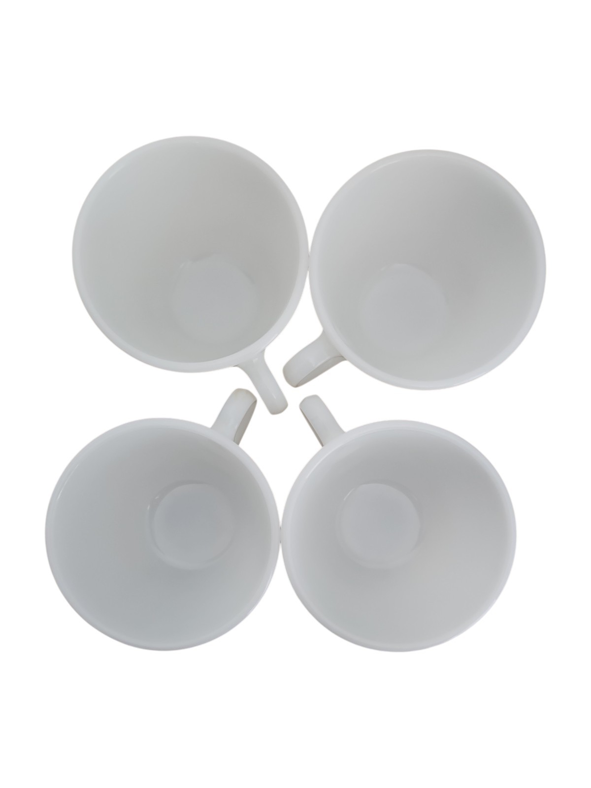 Vntg PYREX White Opal Milk Glass Coffee Tea Cups Mugs Set Of 4