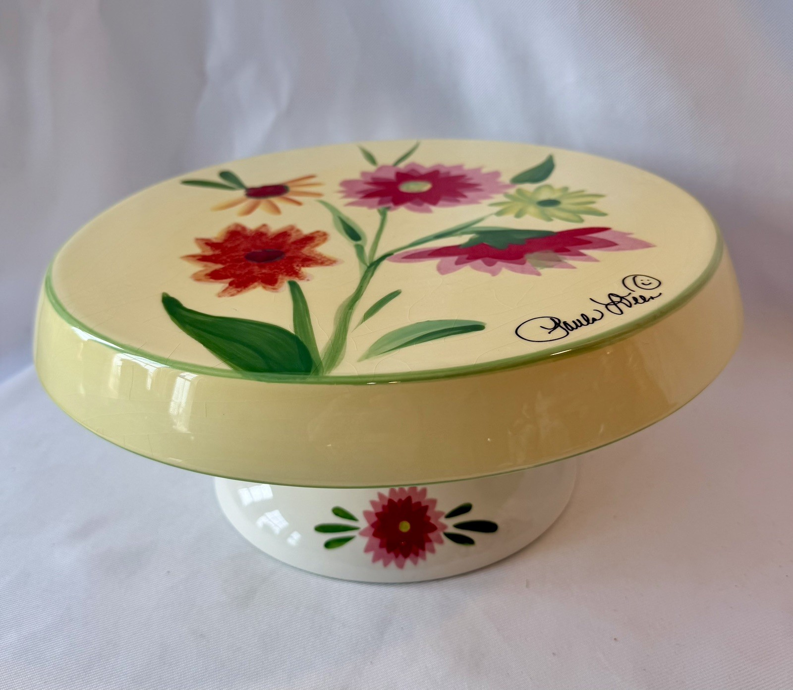 Paula Deen Pedestal Cake Stand & Easter Egg Holder Garden Delights Pattern 11”