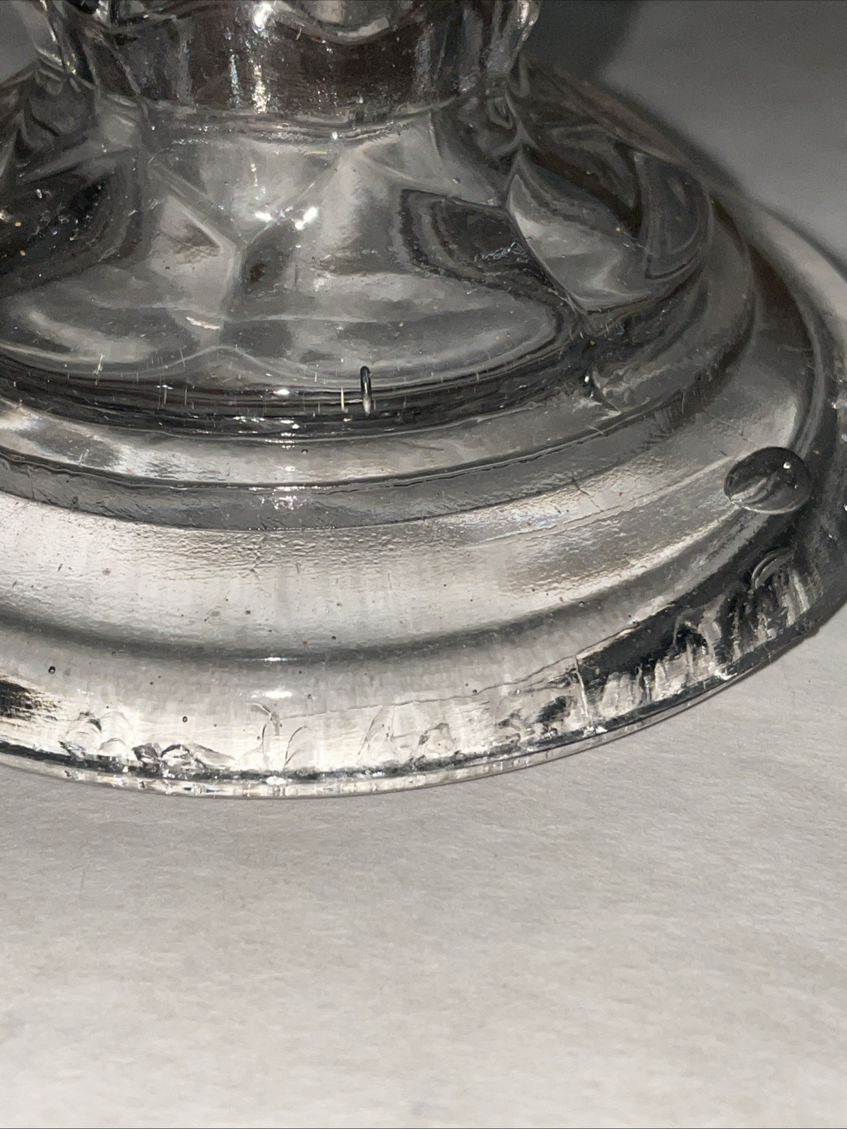 Pressed Glass Pedestal Candy Dish or Compote Scalloped Edge Bowl 6.5”H X 9”W