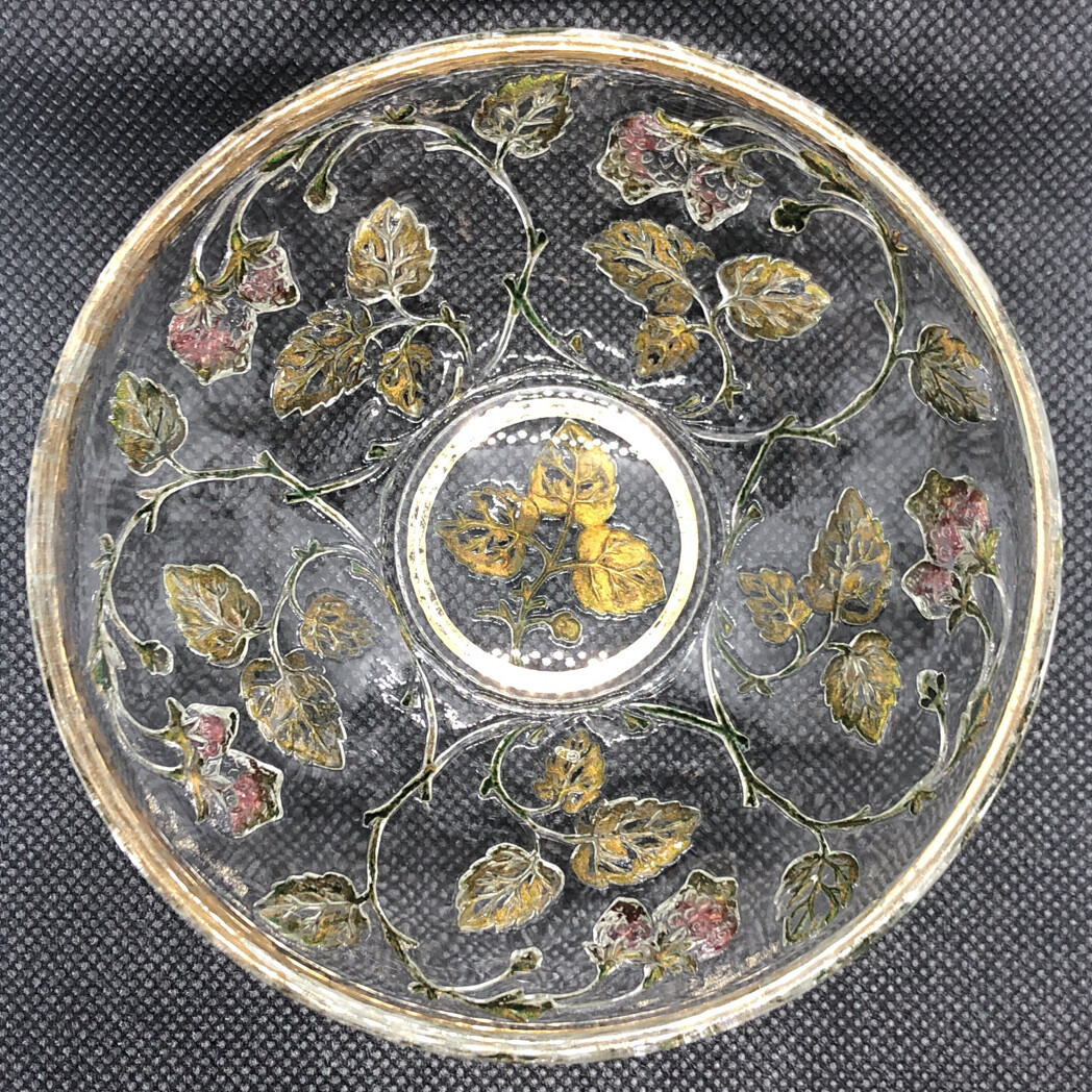 Antique Goofus – Intaglio Strawberry – Crystal 4.25” Bowl Circa 1905 EUC