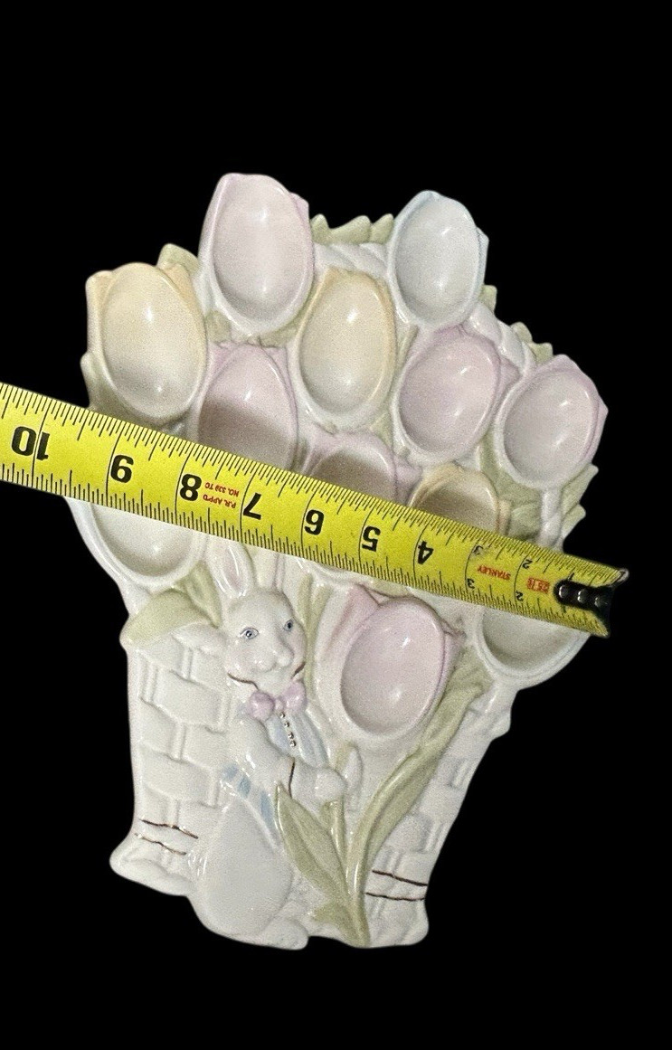 Lenox Tulip Basket Deviled Egg Porcelain Plate Easter Bunny Pastels 12″x10″ EUC