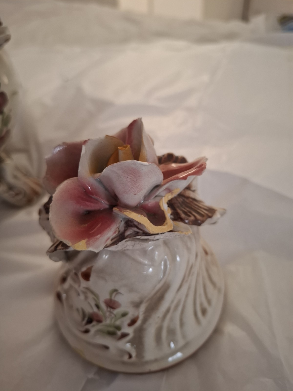 Vintage Capodimonte Footed Pitcher (Read Notes)