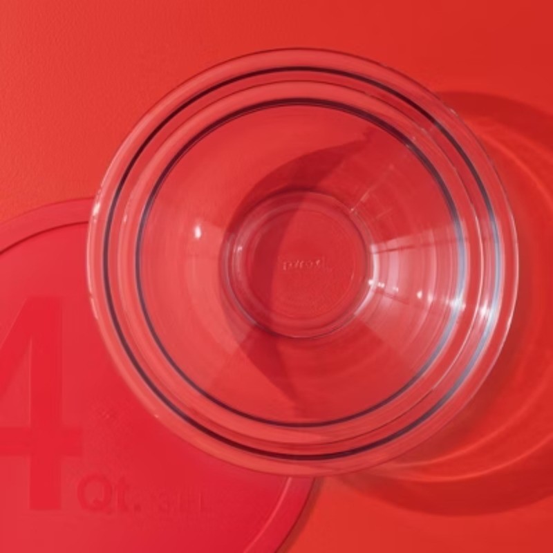 2pc 4qt and 2.5qt Glass Mixing Bowls with Plastic Lids