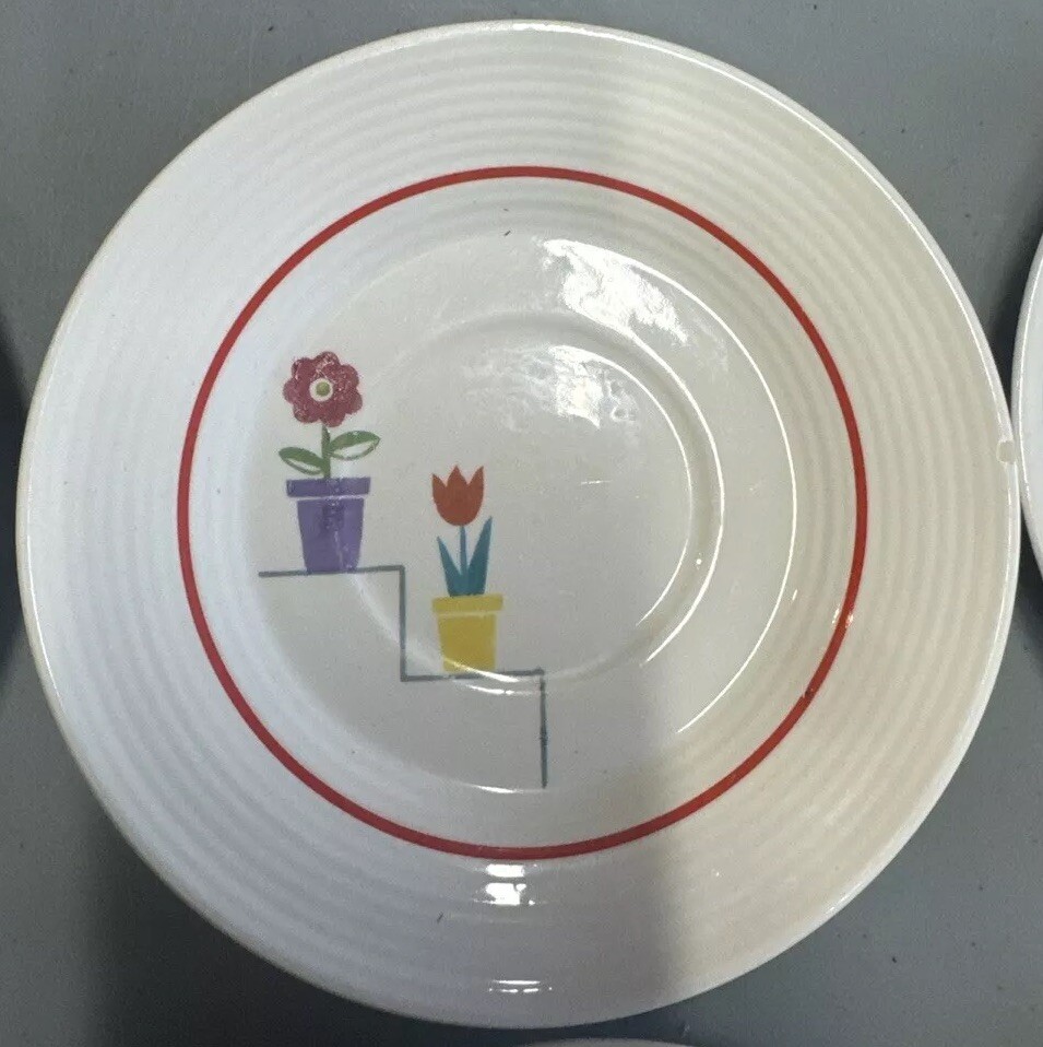 1940s LIMOGES Posey Shop Triumph Ceramic Tea Cup Plates (7)