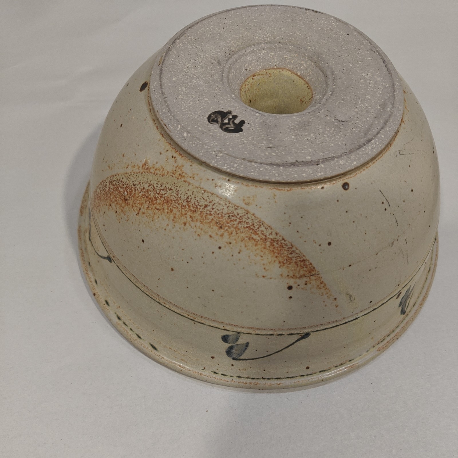 Vintage Style Pottery Stoneware Glazed Steamer Dish Lid Casserole Flower Design