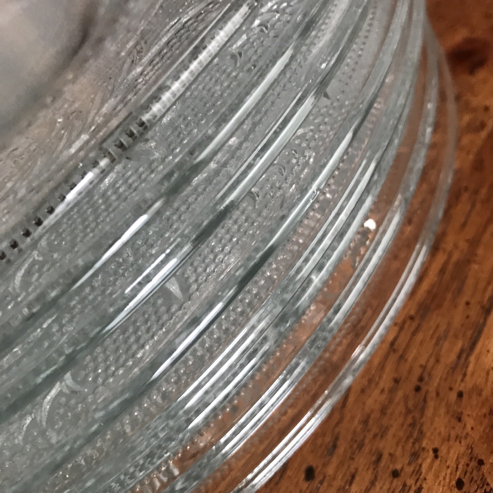 8 Kig Malaysia Trellis White Clear Glass 10″ Dinner Plates Lot Set Set of 8