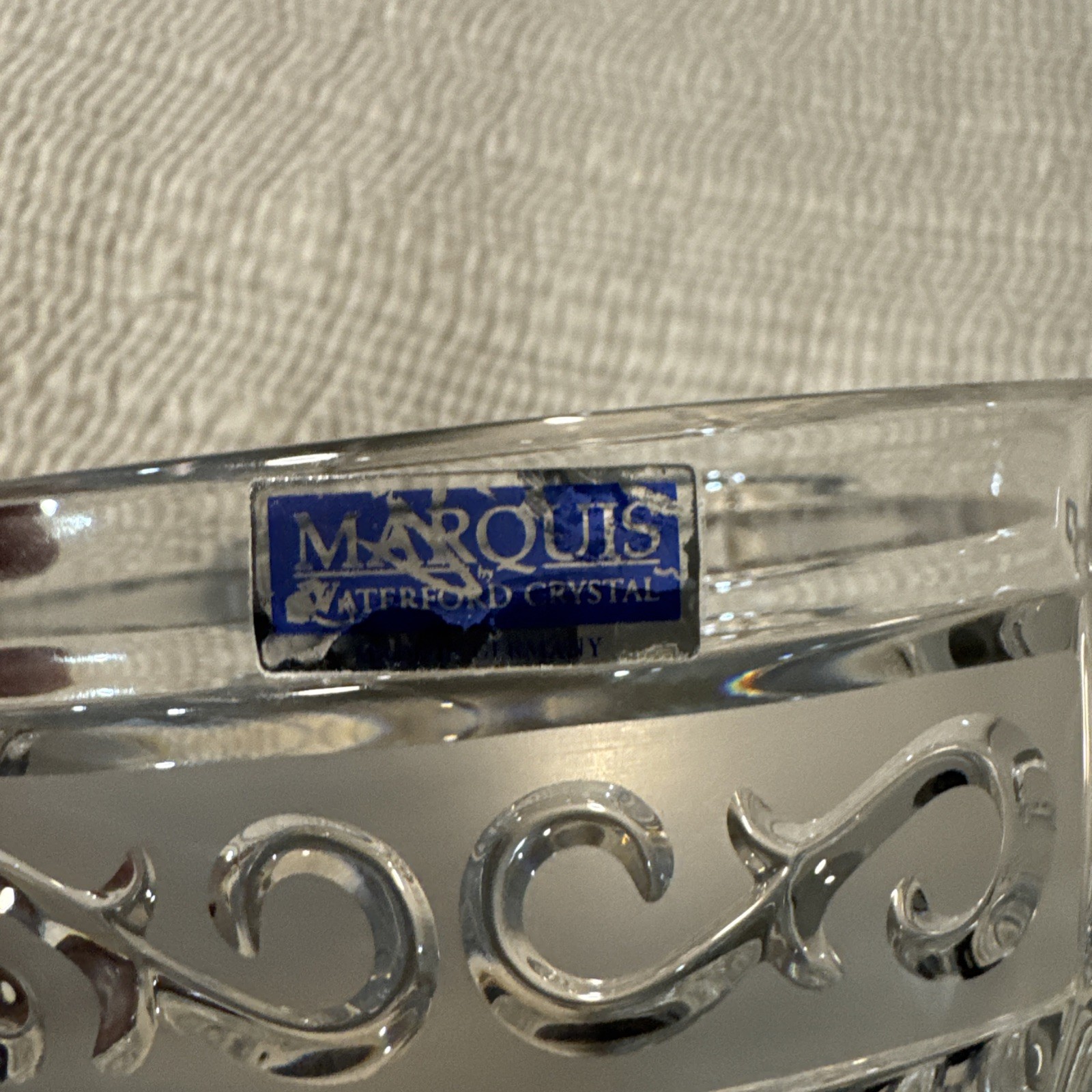 MARQUIS by Waterford Crystal Bowl 7″ x 5″ Frosted Details Art Deco