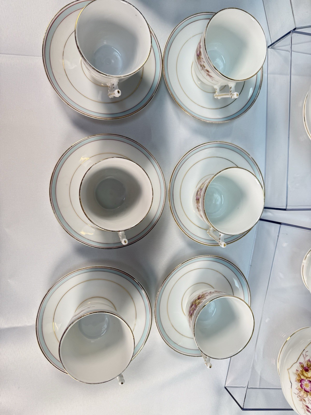 Antique KPM Waldenburg German Porcelain Coffee Tea Set 25pc Branch Handle Rose