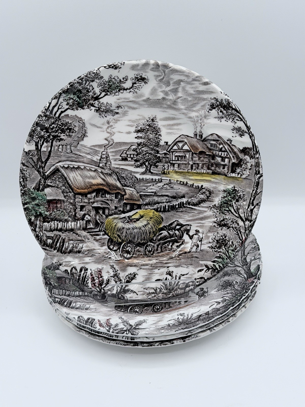 Staffordshire Ironstone Yorkshire Multicolor Salad Plate Set of 4 England
