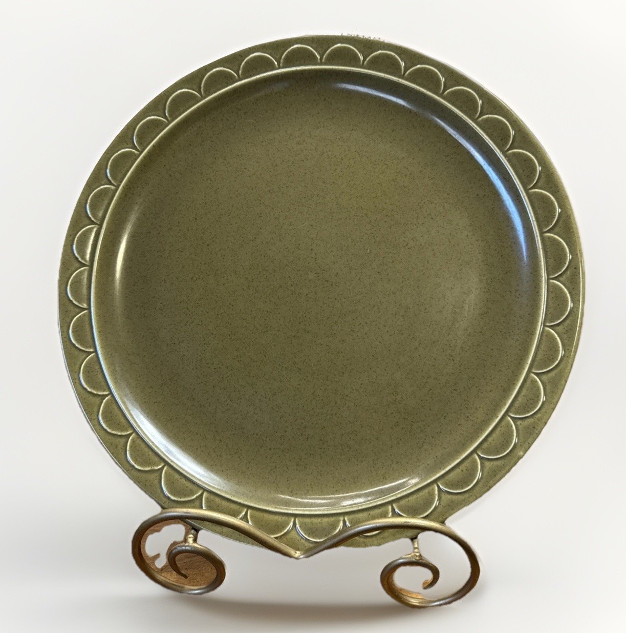Vintage Homer Laughlin Sheffield Granada Olive Green 12.25” Platter USA